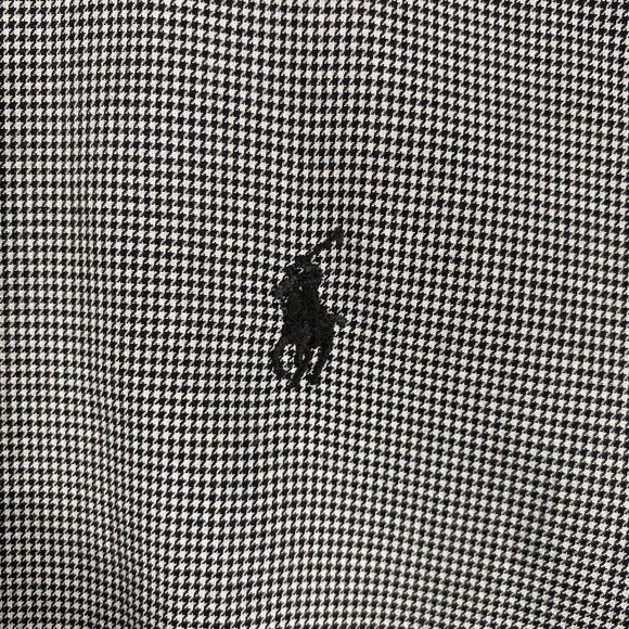 Ralph Lauren Shirt Mens 17 34/35 Blue Houndstooth Yarmouth Long Sleeve Button Up - Picture 3 of 5